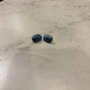Blue Shell Stud Earrings
